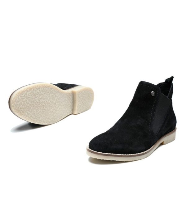 Quartz Black - Ladies Abstract Suede Chelsea Boots
