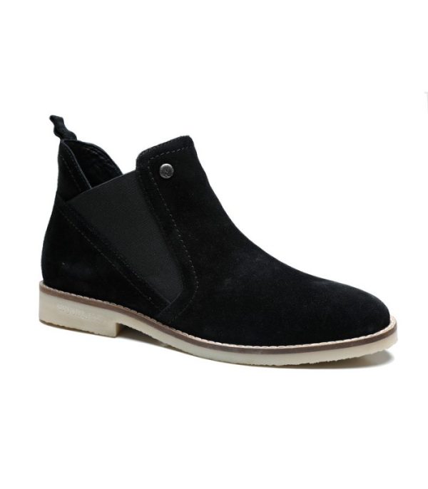 Quartz Black - Ladies Abstract Suede Chelsea Boots