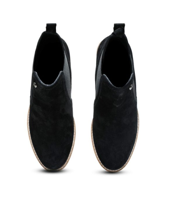 Quartz Black - Ladies Abstract Suede Chelsea Boots