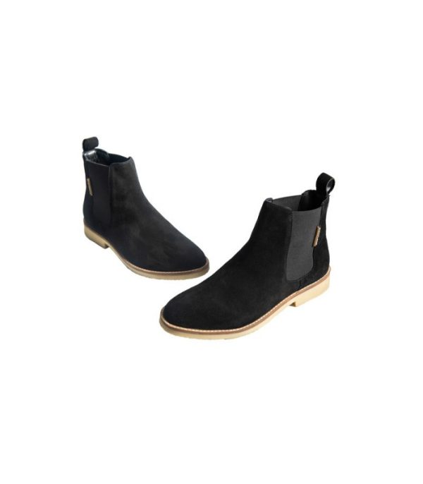 Sunstone Black - Ladies Straight Cut Suede Chelsea Boots