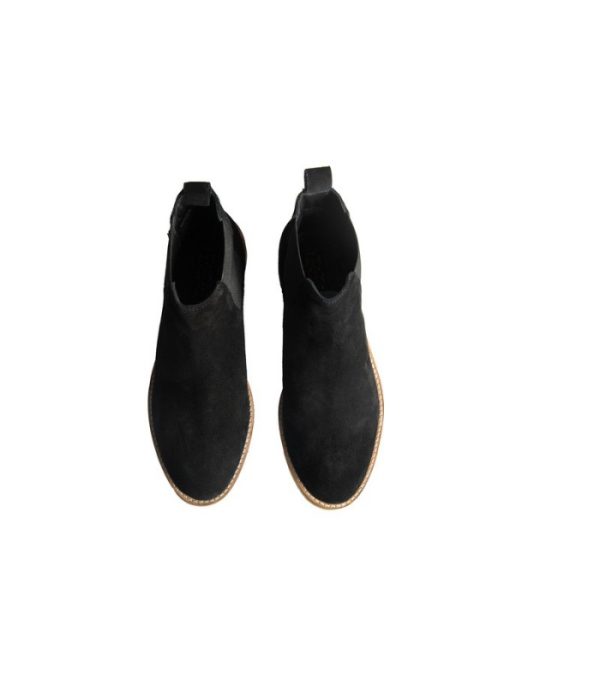 Sunstone Black - Ladies Straight Cut Suede Chelsea Boots